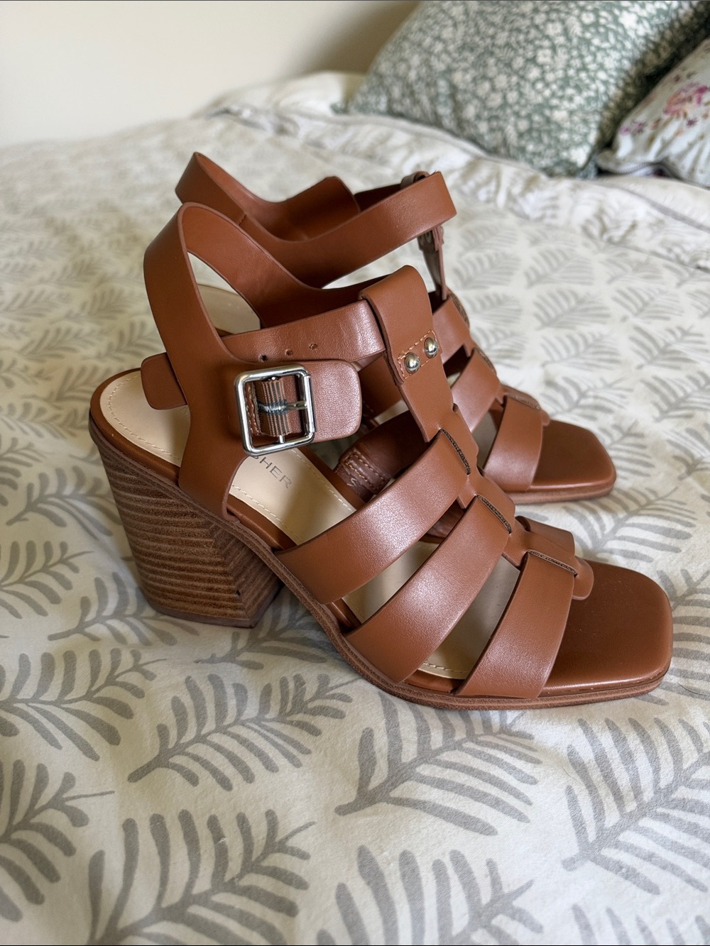 Marc Fisher Tan Brown Strappy Block Heel Sandals